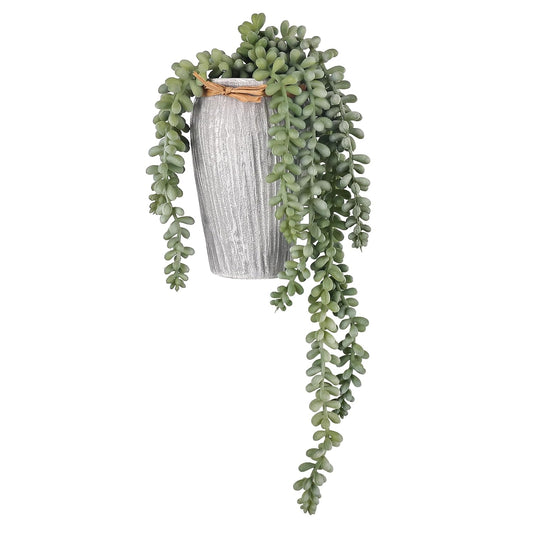 S & A Artificial Hanging Succulent Plant in Grey Pot