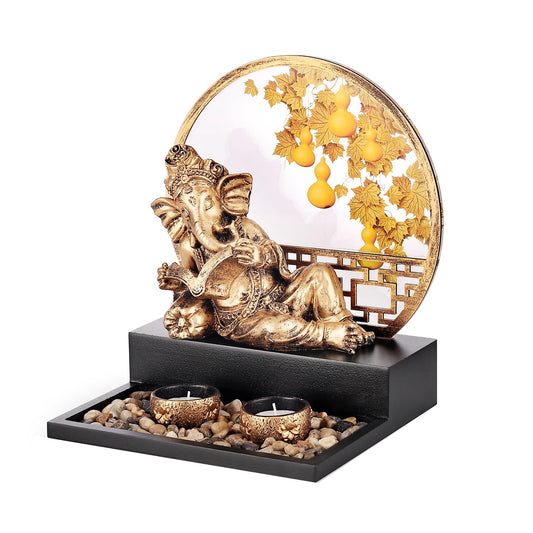 S & A Antique Ganesha Idol with Backlit Design - Decorative Pooja Room & Home Decor Showpiece - 26 cm